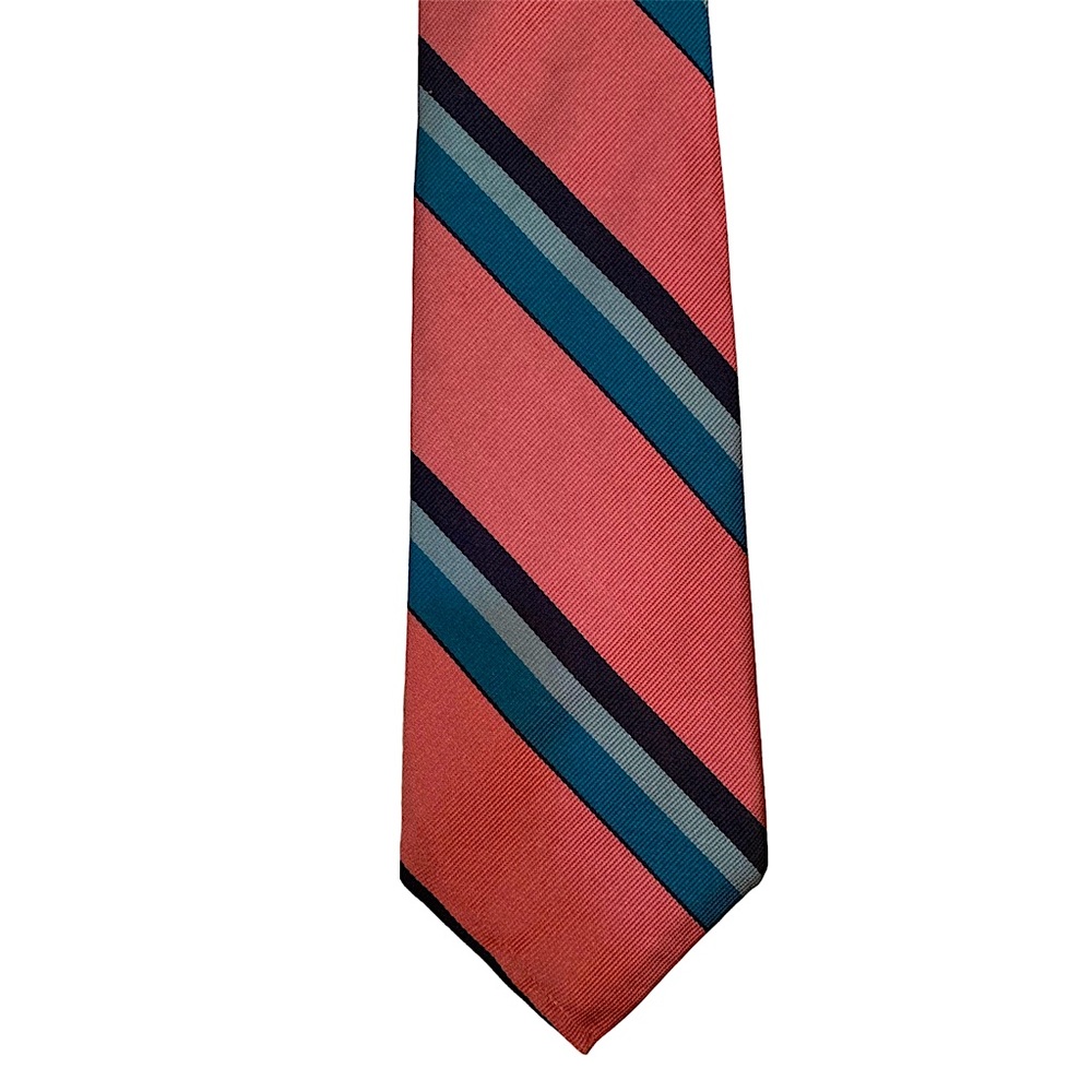 JOS A BANK made in USA 100% Silk 56” Executive Tie Mens Red Blue Striped Necktie